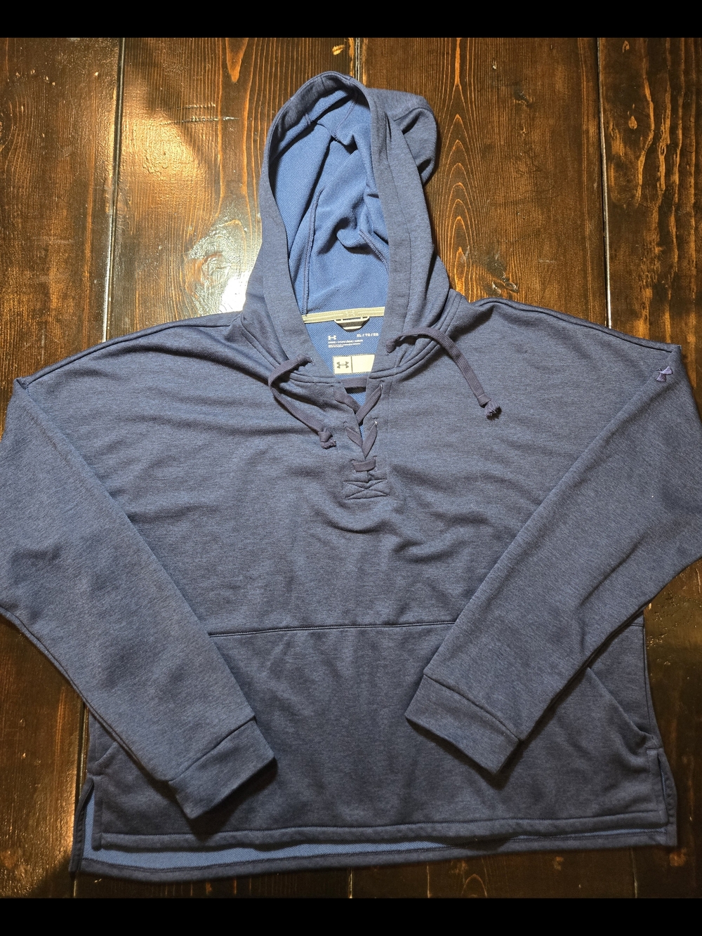Under Armour Men's Blue Lace-Up Hooded Pullover